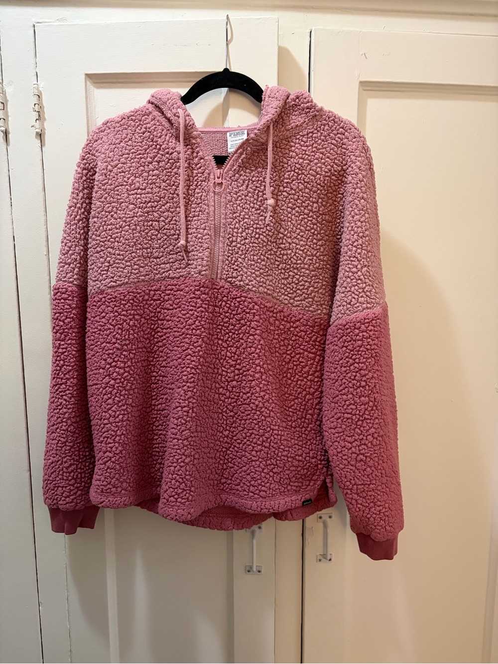 Victoria’s Secret PINK Sherpa Hoodie S Pink Teddy Fleece Quarter Zip Cozy